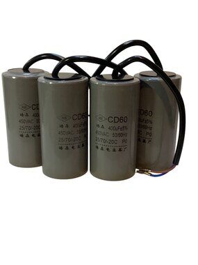 4 Pack HS Start Capacitor CD60-400uF+5%-450VAC-51/60Hz-25/70/-20C Pigtail NEW